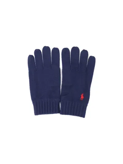 Polo Ralph Lauren Logo Gloves In Blue