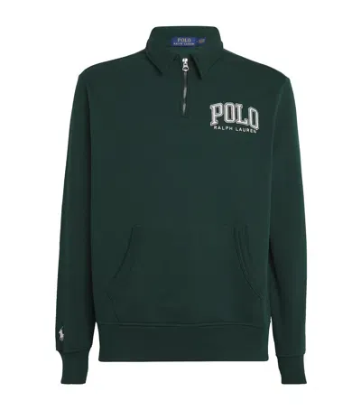 Polo Ralph Lauren Logo Quarter-zip Sweatshirt In Green