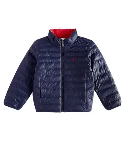 Polo Ralph Lauren Kids' Logo Reversible Puffer Jacket In Blau