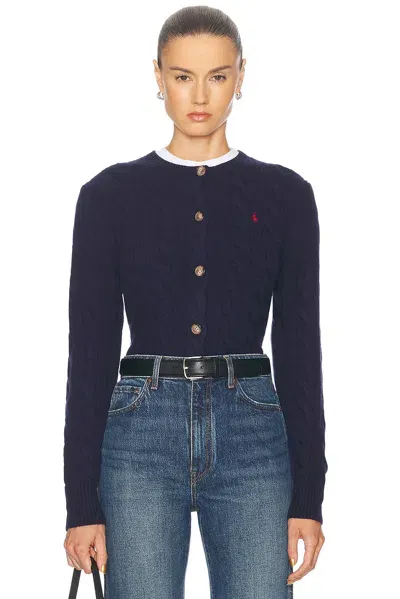 Polo Ralph Lauren Long Sleeve Cardigan In Hunter Navy