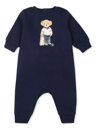 Polo Ralph Lauren Ls Bear Cov One Piece Coverall In Blue