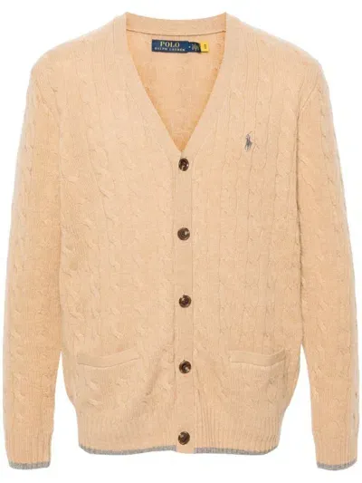 Polo Ralph Lauren Cable Cardigan In Beige