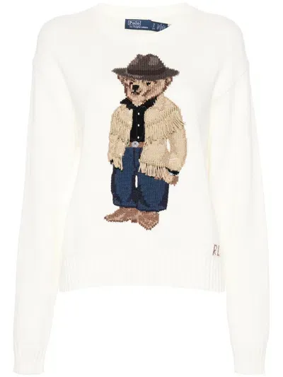 Polo Ralph Lauren Polo Bear Intarsia-knit Jumper In White