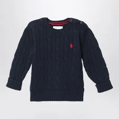 Polo Ralph Lauren Navy Blue Cotton Cable-knit Sweater