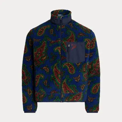 Polo Ralph Lauren Paisley Pile Fleece Jacket In Blue