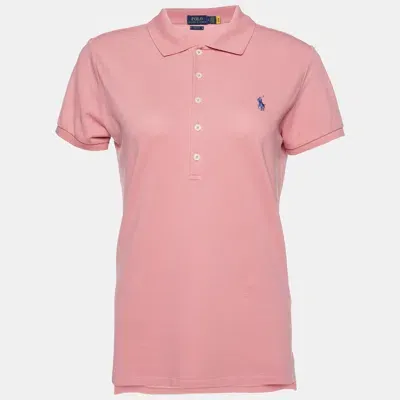 Pre-owned Polo Ralph Lauren Pink Cotton Pique Slim Fit Polo T-shirt M