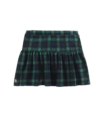 Polo Ralph Lauren Kids' Plaid Cotton-blend Corduroy Skirt In Blue