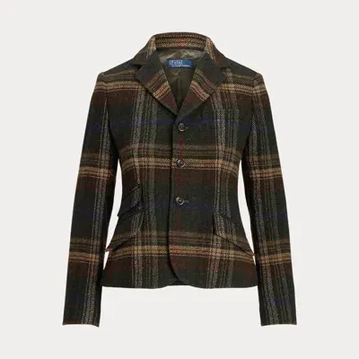 Polo Ralph Lauren Plaid Wool Blazer In Green