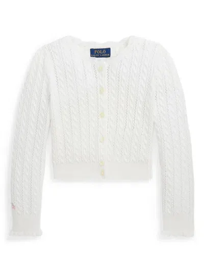 Polo Ralph Lauren Pointellmncb Sweater Cardigan In White