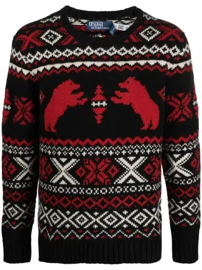 Polo Ralph Lauren Fair Isle Wool Sweater In Black