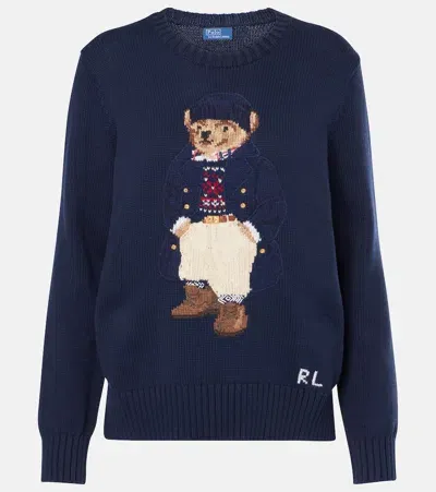 Polo Ralph Lauren Polo Bear Cotton Sweater In Blue