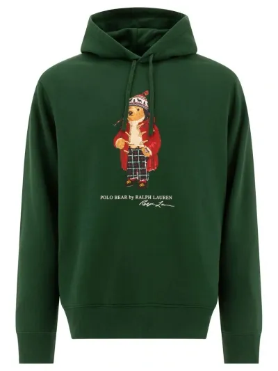 Polo Ralph Lauren Cotton Blend Hoodie With Polo Bear In Green