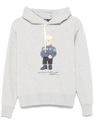 Polo Ralph Lauren Polo Bear-motif Hoodie In Grey