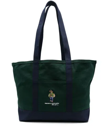 Polo Ralph Lauren Polo Bear Tote Bag In Green