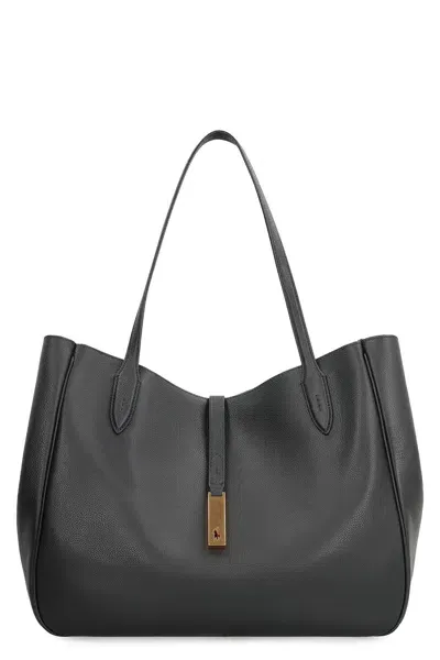 Polo Ralph Lauren Polo Id Leather Tote In Black