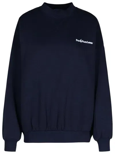 Polo Ralph Lauren Polo Pony Embroidered Crewneck Sweatshirt In Navy