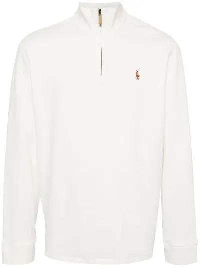 Polo Ralph Lauren Polo Pony Half-zip Sweatshirt In Neutrals