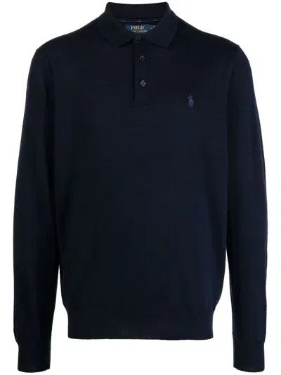 Polo Ralph Lauren Polo Pony Wool Polo Shirt In Blue