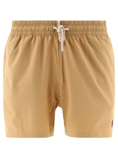 Polo Ralph Lauren Traveler Drawstring Swim Shorts In Beige