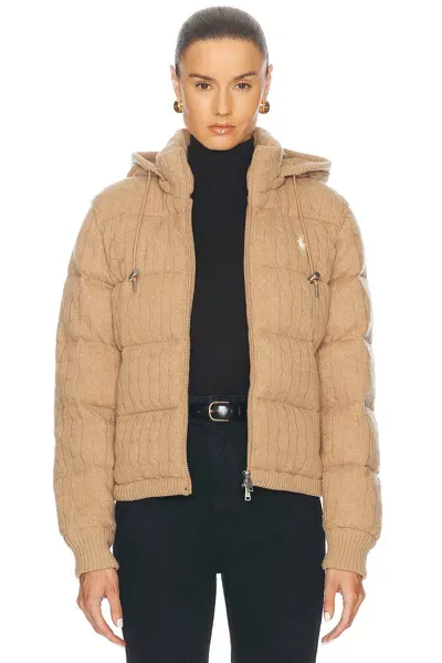 Polo Ralph Lauren Puffer Coat In Collection Camel Melange