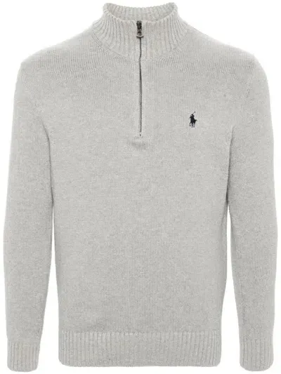 Polo Ralph Lauren Polo-pony-embroidery Cotton Jumper In Grey