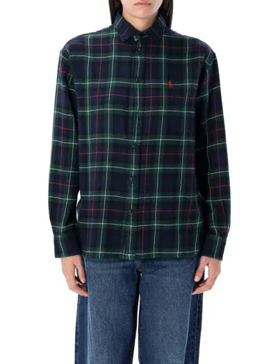 Polo Ralph Lauren Relaxed Fit Plaid Cotton Shirt In Green Check