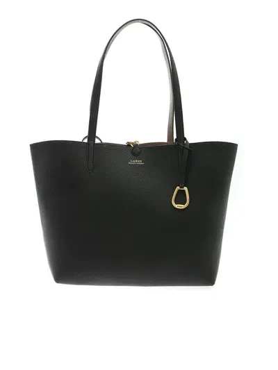 Polo Ralph Lauren Reversible Tote Bag In Black/tan