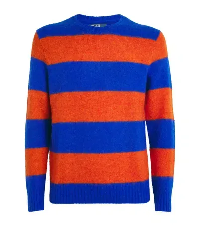 Polo Ralph Lauren Rws Wool-alpaca-blend Striped Sweater In Blue