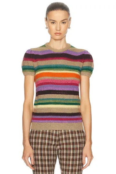 Polo Ralph Lauren Short Sleeve Sweater In Multi Stripe