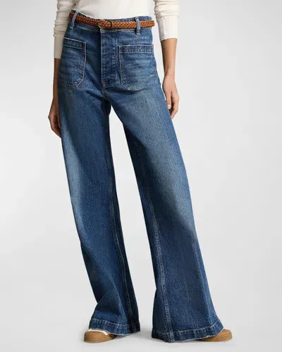 Polo Ralph Lauren Stretch Cotton Wide-leg Jeans In Laceno Wash