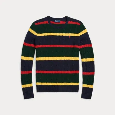 Polo Ralph Lauren Striped Cable-knit Wool-cashmere Jumper In Multicolor