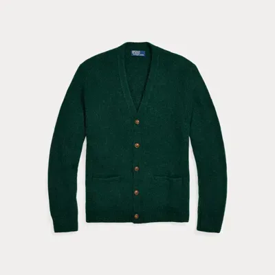 Polo Ralph Lauren Suede-patch V-neck Cardigan In Green