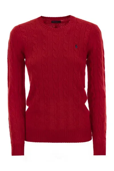 Polo Ralph Lauren Wool And Cashmere Cable-knit Sweater In Fall Red