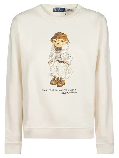 Polo Ralph Lauren Polo Bear Fleece Crewneck Sweatshirt In White