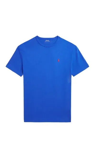 Polo Ralph Lauren Logo Embroidery Cotton Jersey T-shirt In Blue