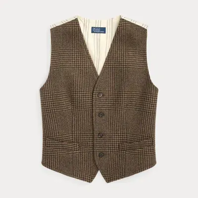 Polo Ralph Lauren Tweed Front-panel Waistcoat In Brown