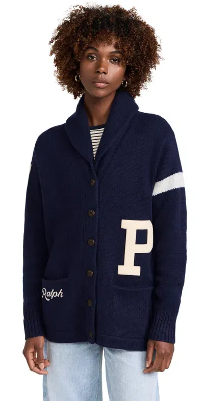 Polo Ralph Lauren Varsity Cardigan Navy W/ Ivory Stripe