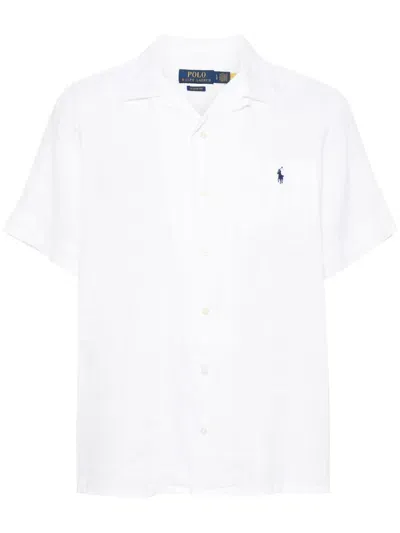 Polo Ralph Lauren Polo-pony-embroidery Linen Shirt In White