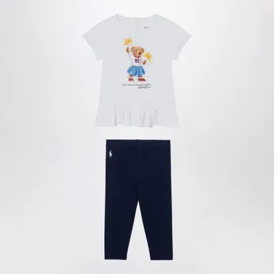 Polo Ralph Lauren Kids' White/navy Blue Cotton Two-piece Set With Print