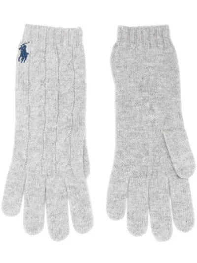 Polo Ralph Lauren Wool And Cashmere Braided Gloves Accessories In Grey