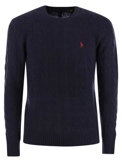 Polo Ralph Lauren Wool And Cashmere Cable-knit Sweater In Navy