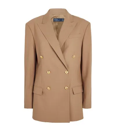 Polo Ralph Lauren Wool-blend Double-breasted Blazer In Beige