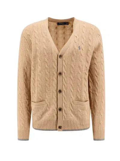 Polo Ralph Lauren Wool Cashmere Hunter Cardigan Clothing In Beige