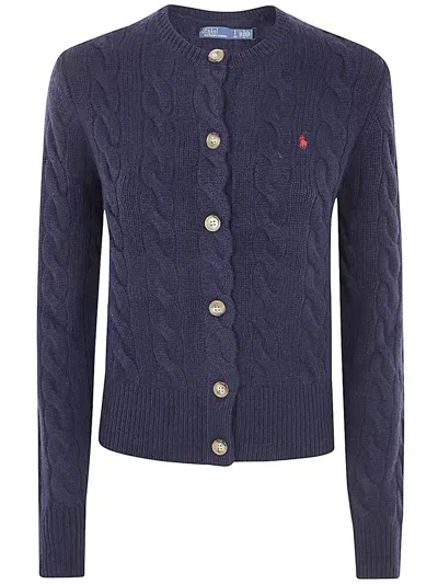 Polo Ralph Lauren Wool Cashmere Long Sleeves Cardigan In Blue