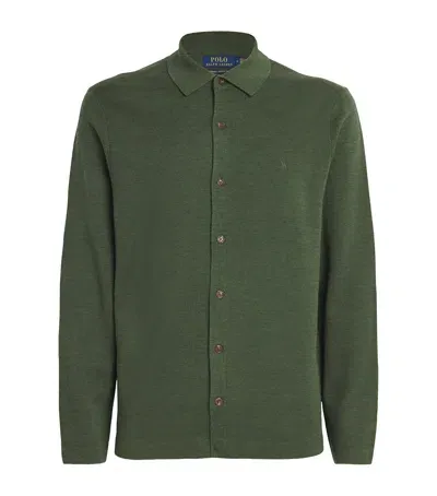 Polo Ralph Lauren Wool Polo Pony Cardigan In Green