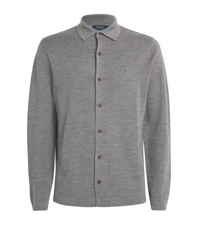 Polo Ralph Lauren Wool Polo Pony Cardigan In Grey