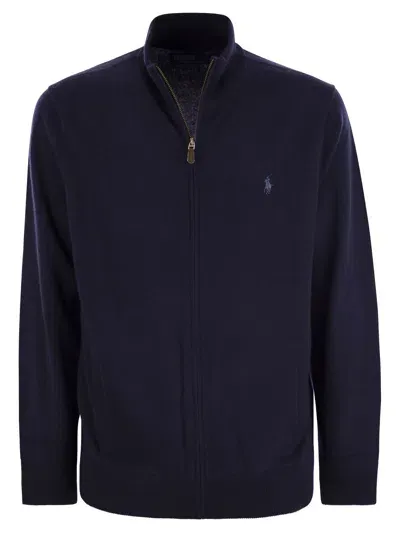 Polo Ralph Lauren Wool Sweater With Zip In Blue