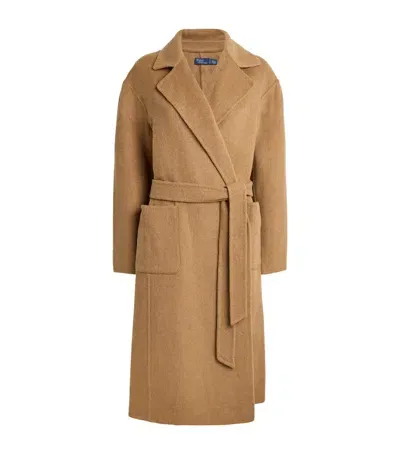 Polo Ralph Lauren Wool Wrap Coat In Beige