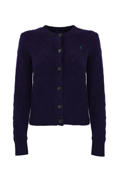 Polo Ralph Lauren Woven Cardigan In Purple