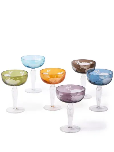 Polspotten Multicolour Peony Coupe Glass Set In White